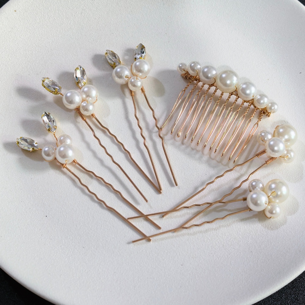 Women'S Accessories List - Pearl Crystal Hair Pins Comb Set