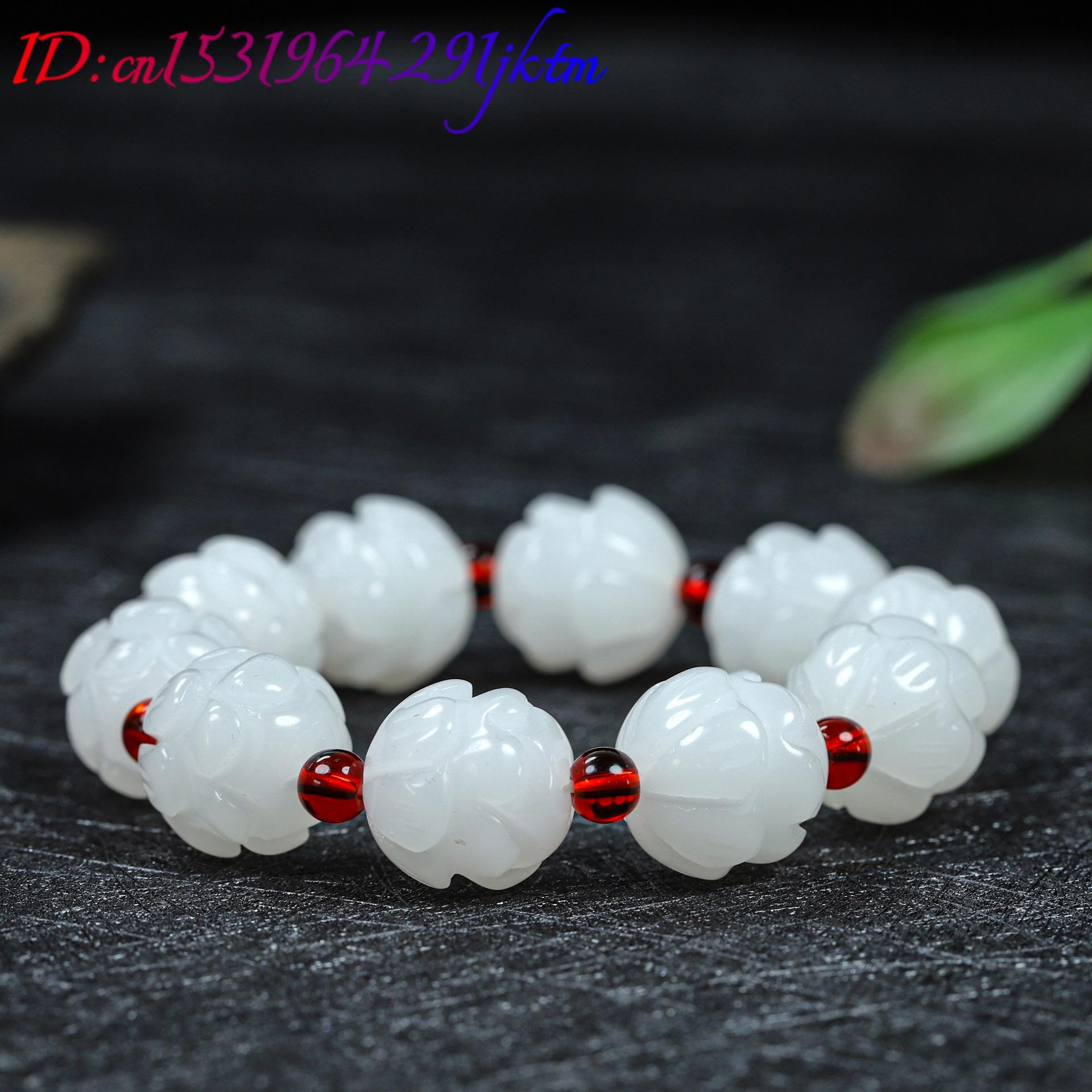 White Real Jade Lotus Bracelet - Women'S Accessories And Jewelry ulasan dan harga